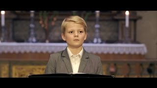 Video: Aksel Rykkvin 12yo boy soprano sings Alleluia, Mozart, Oslo Cathedral