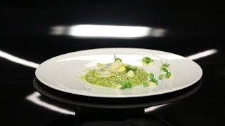 Risotto vert, œufs de caille pochés par Denny Imbroisi (#DPDC)
