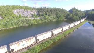 DJI Phantom 3 Video - Long CN Train 406 East at Brookville, NB - Saint John (July 25, 2017)