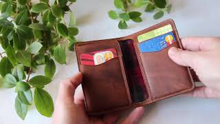 Handmade vintage brown vertical mini wallet (diy).