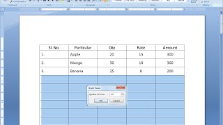 Shortcut key to Insert Rows in Table in MS Word