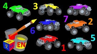Learn colors and learn to count with mighty monster trucks. Educational cartoon for children