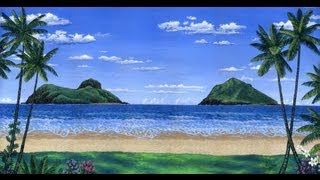 Come dipingere una spiaggia tropicale con acrilico su tela