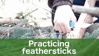 German Army Knife, Mora Basic 546 modified, Glock 78 Survival & Feather sticks