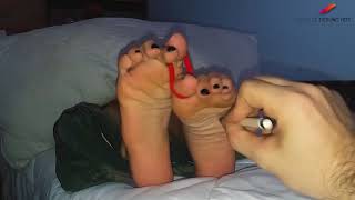 Writing on ticklish soles (tickling feet with pen) - FULL CLIP