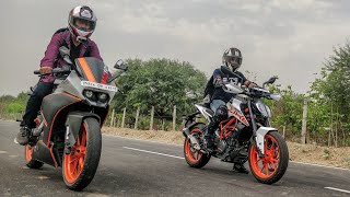 KTM RC 390 VS DUKE 390 || DRAG RACE