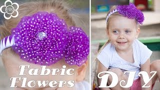 Ободок с "ленивыми" цветами из органзы / Мастер класс / DIY Fabric Flowers