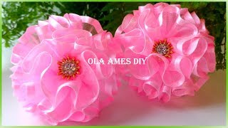 Простые бантики из органзы/ Organza Flower Tutorial/ Flores de Organza/ Ola ameS DIY