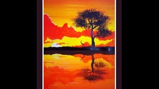 Видео урок, рисуем гуашью  Закат с Dari Art