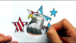 How to draw a American Eagle and Flag Star(Ehedov Elnur)Как нарисовать Орёл и флаг Америки (США)