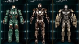 All Iron Man armours and their code names MK1 to MK45