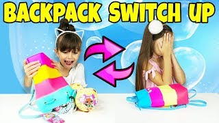 The BACKPACK SWITCH UP CHALLENGE! With Surprise Toys | Emily and Evelyn