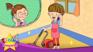 What are you doing? I'm cleaning my room. (Present progressive) - English song for Kids with lyrics