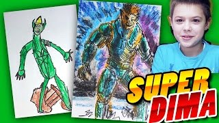 Как рисовать Зеленого Гоблина из Человека Паука Spider-Man, Супер Дима