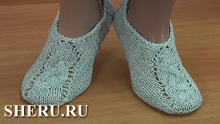 Супер уютные следки на двух спицах без швов. Урок 200
