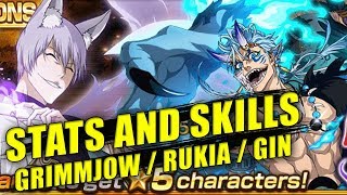Spirit Society Grimmjow, Gin, Rukia STATS and SKILLS! [Bleach Brave Souls]