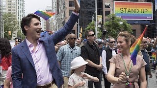 Justin Trudeau and family march in Toronto Pride Parade