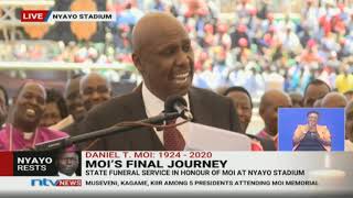 Gideon Moi's hilarious tribute to father gets Uhuru laughing || #MoiMemorialService
