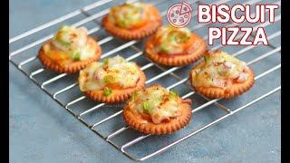 Cheesy Monaco Pizza bites, Cheese salt biscuit pizza, cracker pizza