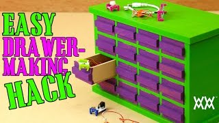 There's a trick for making all the drawers in this small-parts storage cabinet. .
