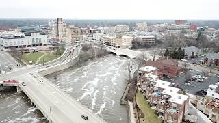 St. Joseph river flood in South Bend Indiana 2/22/18 DJI Mavic drone aerial HD Footage