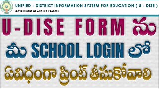 || U-DISE 2019-20 || SCHOOL LEVEL U-DISE DCF FORM PRINT in || Telugu ||