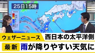 西日本の太平洋側 雨が降りやすい天気に