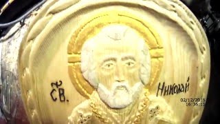 ИКОНА СВЯТОГО НИКОЛАЯ (РЕЗЬБА ПО СОСНЕ) SAINT NIKOLAY'S ICON (THE CARVING ON THE PINE)