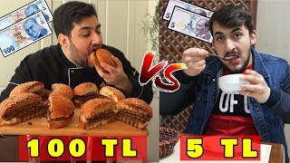 5 TL AKŞAM YEMEĞİ VS 100 TL HAZIR YEMEK! (HAMBURGER KOMASI)