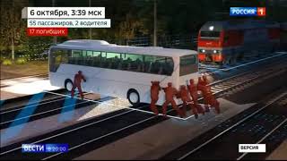 Поезд снёс автобус с нелегалами  во Владимирской обл