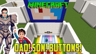 Minecraft: DAD AND SON PLAY FIND THE BUTTON! RAINBOW MOD EDITION