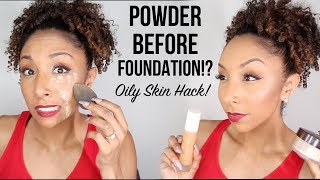 Applying Powder BEFORE Foundation! Oily Skin Makeup Hack! Does it work?? | BiancaReneeToday