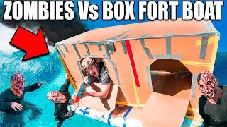 24 HOUR BOX FORT ZOMBIES ?? Zombies Vs Box Fort Boat Base!!