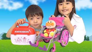 アンパンマン 車いす お医者さんごっこ マニキュア 失敗!!  こうくんねみちゃん
