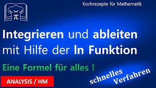 Ableiten, Aufleiten, Stammfunktion ln Funktion, ln(x) - Integration Logarithmus, schnelles Verfahren