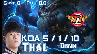 SKT T1 Thal ORNN vs SION Top - Patch 8.8 KR Ranked
