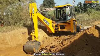 JCB Machine Making Drain and Widening Village Road - JCB Working For Road Construction
