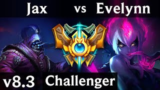 JAX vs EVELYNN (JUNGLE) // Korea Challenger // Patch 8.3