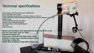 Oil skimmer, belt oil skimmer device to remove unwanted tramp oils from machine tool centre.