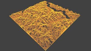 Blender Eevee 4k 60 fps ice mountains animation test heightmap