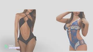 Wlc Women Fashion [2018 Best Sellers]: WLC Women's Deep V Halter Sexy Lace Babydoll Blackless See