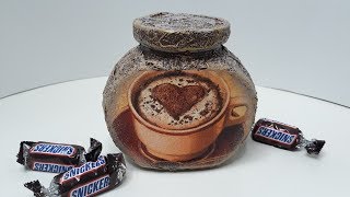 Декор банки кофе. Декупаж салфетками. Мастер класс!