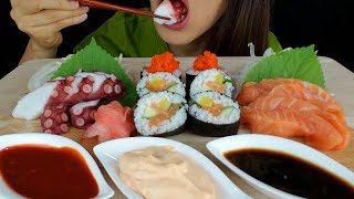 ASMR Octops, Salmon & Sushi Roll ? Mukbang *No Talking Eating Sounds 초밥 리얼사운드 먹방