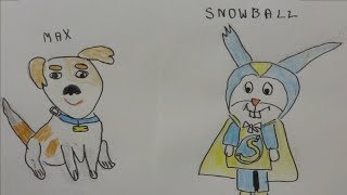 Drawing Secret Life of Pets 2 MAX SNOWBALL Learn Colors For Kids