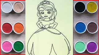 Đồ chơi trẻ em, tô màu tranh cát công chúa Sofia - Colored sand painting Sofia princess (Chim Xinh)