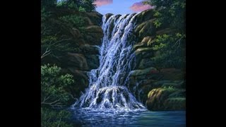 Как нарисовать водопад использованием холст, акрил