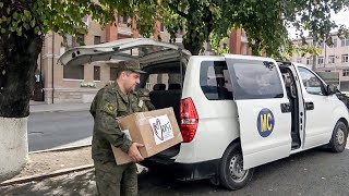 Передача гуманитарной помощи российскими миротворцами нуждающимся жителям Нагорного Карабаха