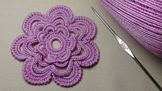 Как связать ЦВЕТОК крючок для начинающих - ирландское кружево - crochet flower - 3D Flowers Crochet