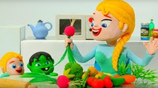 FROZEN ELSA CHEF ❤ Frozen, Spiderman, Hulk & Superhero Babies Play Doh Cartoons For Kids