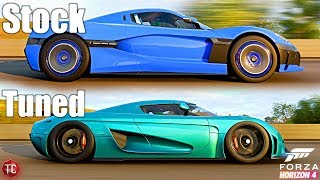 Forza Horizon 4: Stock vs Tuned! Rimac C_Two vs Koenigsegg Regera